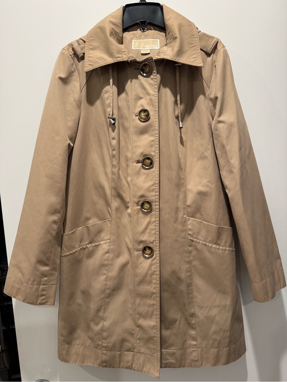 Michael Kors Lightweight Tan Trench Coat with Button Front